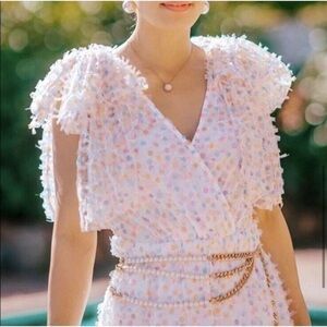 Halogen White Midi Dress with Pastel Multicolor Polka Dots